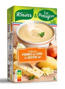 Soupe Knorr & La Potagère Velouté pommes de terre gruyère IGP, brique d'un litre.