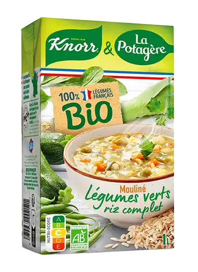Mouliné de légumes verts et riz complet bio 1 litre, une recette Knorr & La Potagère