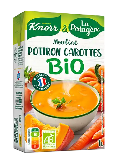 Mouliné potiron et carottes BIO, une recette Knorr & La Potagère