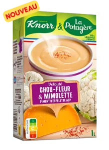 Nouveauté : velouté chou-fleur, mimolette au piment d' Espelette, une recette gourmande Knorr & La Potagère