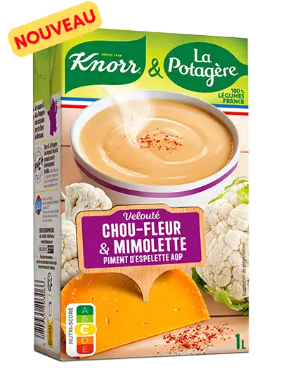 Nouveauté : velouté chou-fleur, mimolette au piment d' Espelette, une recette gourmande Knorr & La Potagère