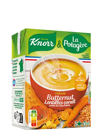 Velouté butternut et lentilles corail. Légumes de France 75 cl