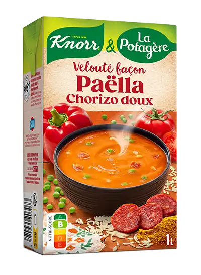 Soupe veloutée façon paëlla au chorizo doux de la gamme les méditéranéennes Knorr & La Potagère
