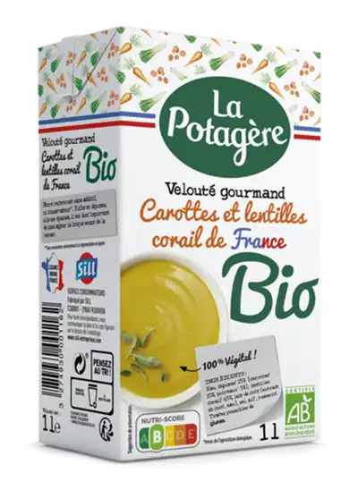 Velouté gourmand de carottes lentilles corail Bio 1L, une soupe La Potagère