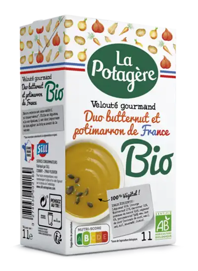 Velouté gourmand duo butternut potimarron de France Bio, une soupe La Potagère.