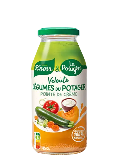 Velouté légumes du potager avec une pointe de crème fraîche. Bouteille en verre de 45 cl Knorr & La Potagère