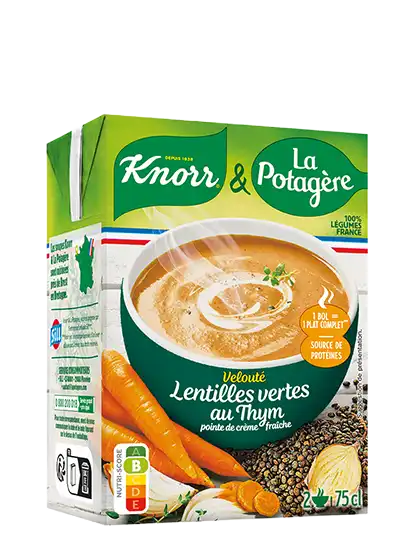 Velouté de lentilles vertes au thym avec une pointe crème fraîche