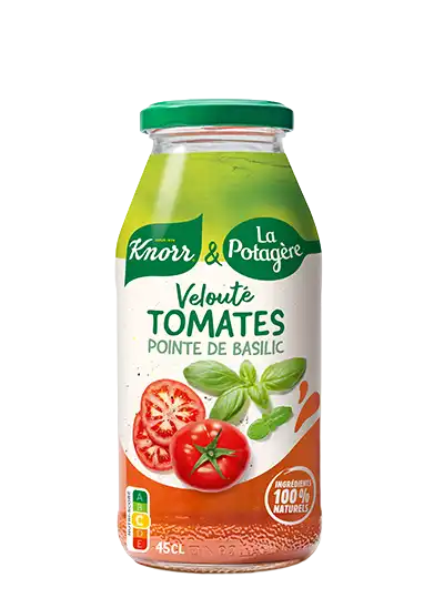 Velouté tomates et pointe de basilic, une recette Knorr & La Potagère, format pratique de 45 cl