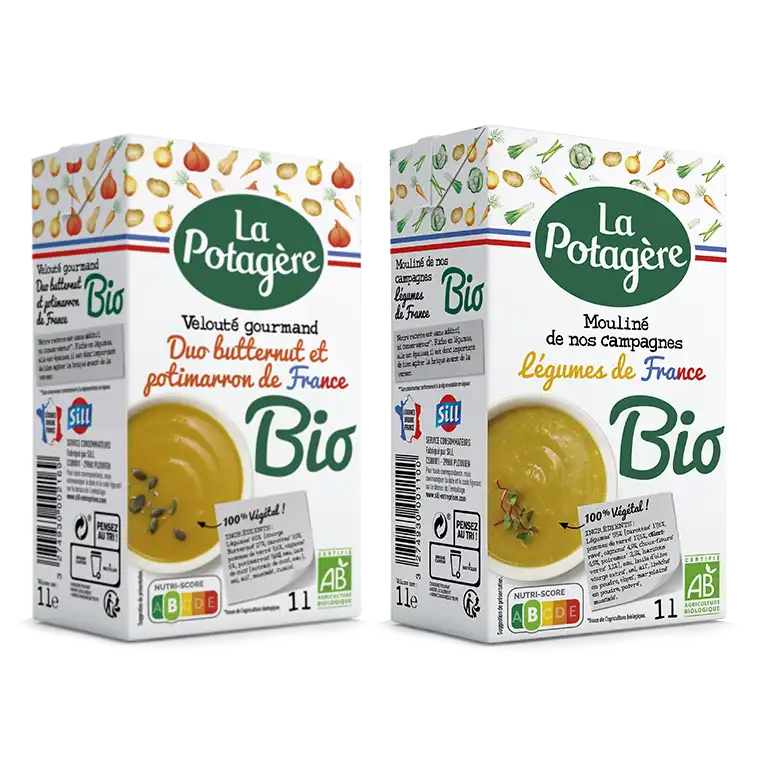 Les soupes moulinées et veloutées La Potagère certifiées Agriculture Biologique