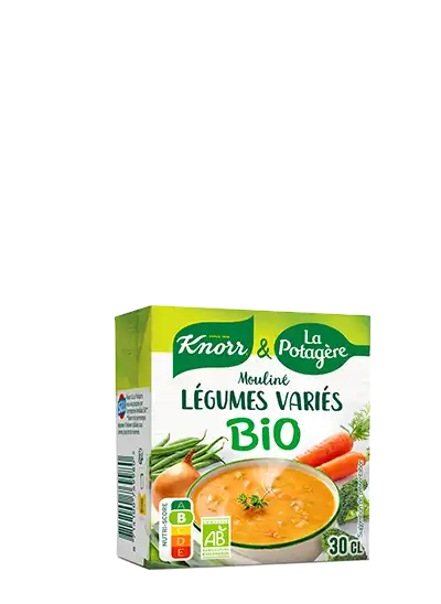 Mouliné de légumes variés bio, format 30 cl. Knorr & La Potagère