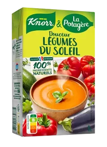 Douceur de légumes du soleil, une soupe Knorr et La Potagère. Brique 1L.