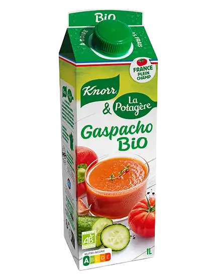 Gaspacho rouge Bio Knorr & La Potagère, brique d'un litre.