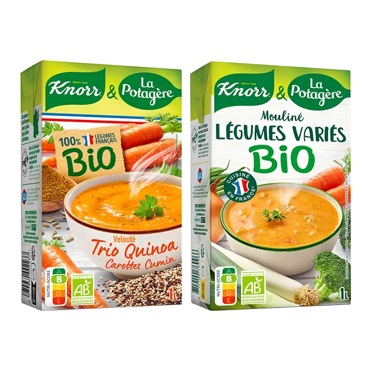 Les BIO, des soupes avec des ingrédients issus de l'agriculture biologique, Knorr & La Potagère