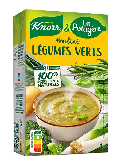 Soupe Knorr & La Potagère, mouliné de légumes verts. Brique d'un litre.