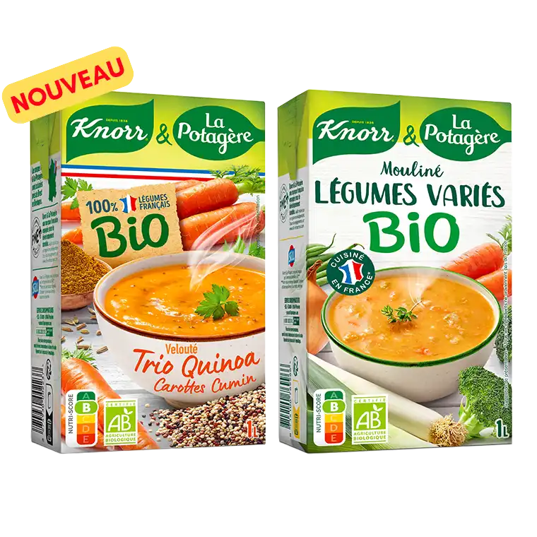 Les BIO, des soupes avec des ingrédients issus de l'agriculture biologique, Knorr & La Potagère